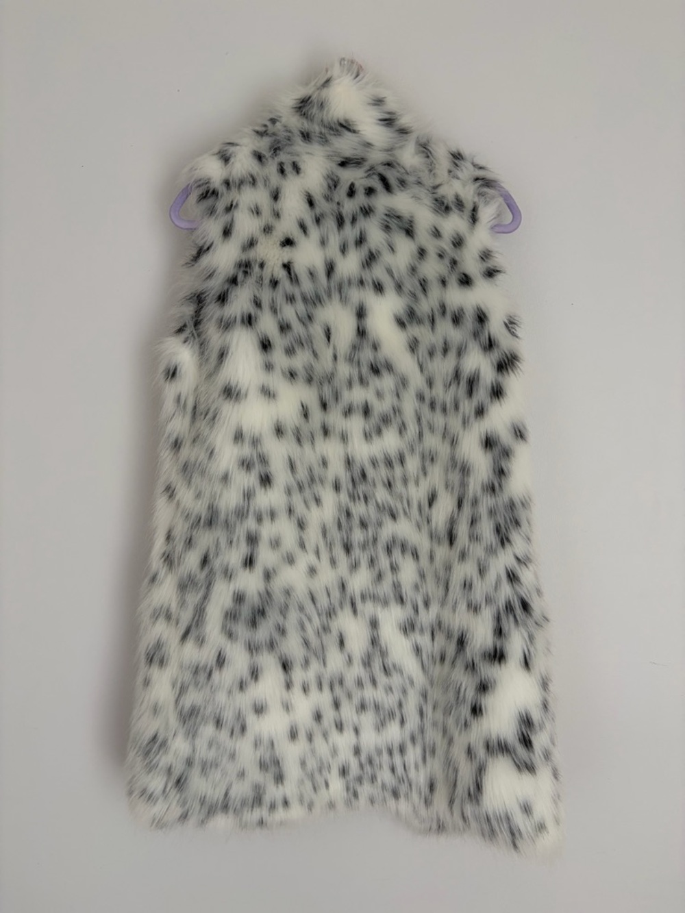 Faux Fur Long Vest in White and Black Speckle - Picture 3 of 7